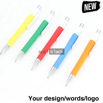 Silver Buttoned Plastic Click Pen