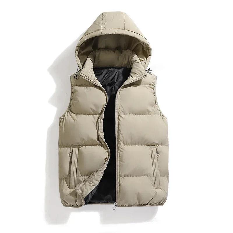 Hooded sleeveless jacket