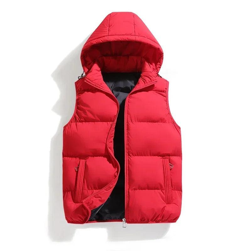 Hooded sleeveless jacket