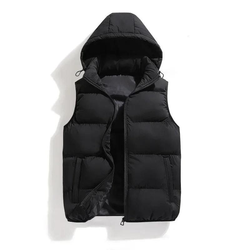 Hooded sleeveless jacket