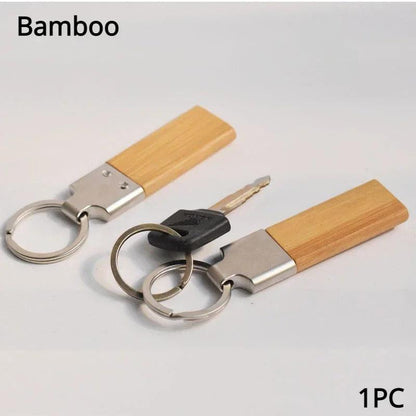 Slim metallic & wooden key chain