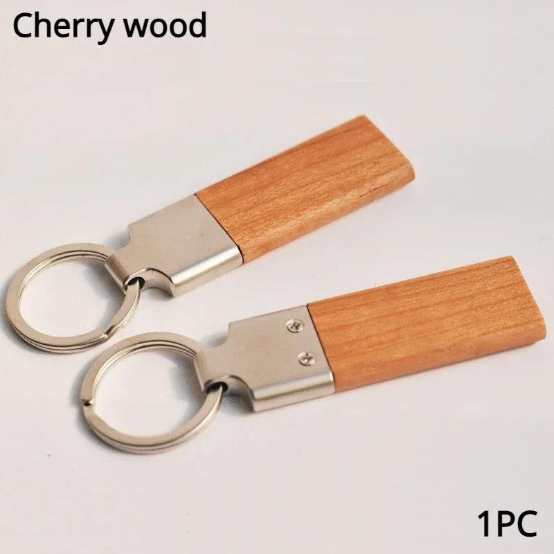 Slim metallic & wooden key chain