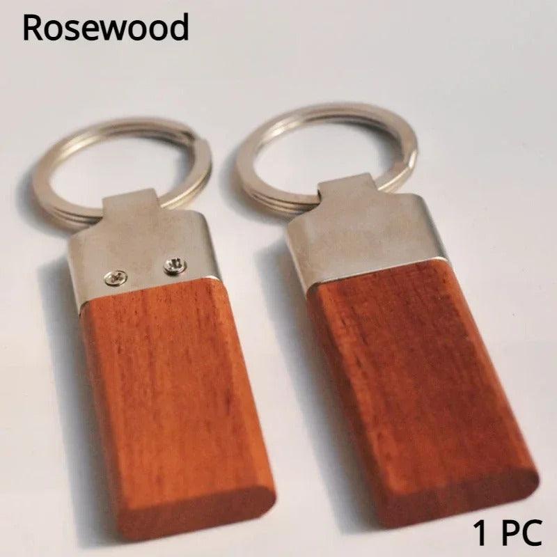 Slim metallic & wooden key chain