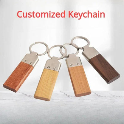 Slim metallic & wooden key chain