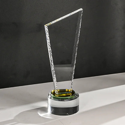 Tall slanted top crystal award