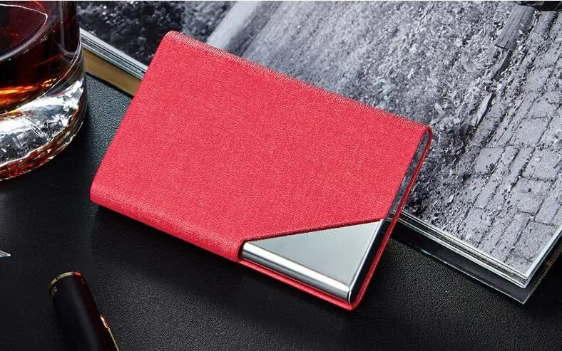 Triangulated corner business card holder