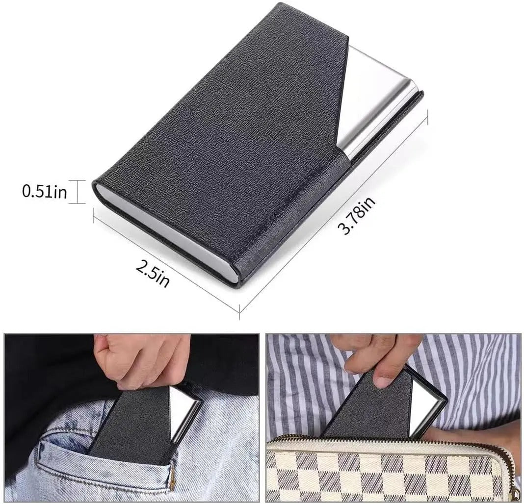 Triangulated corner business card holder