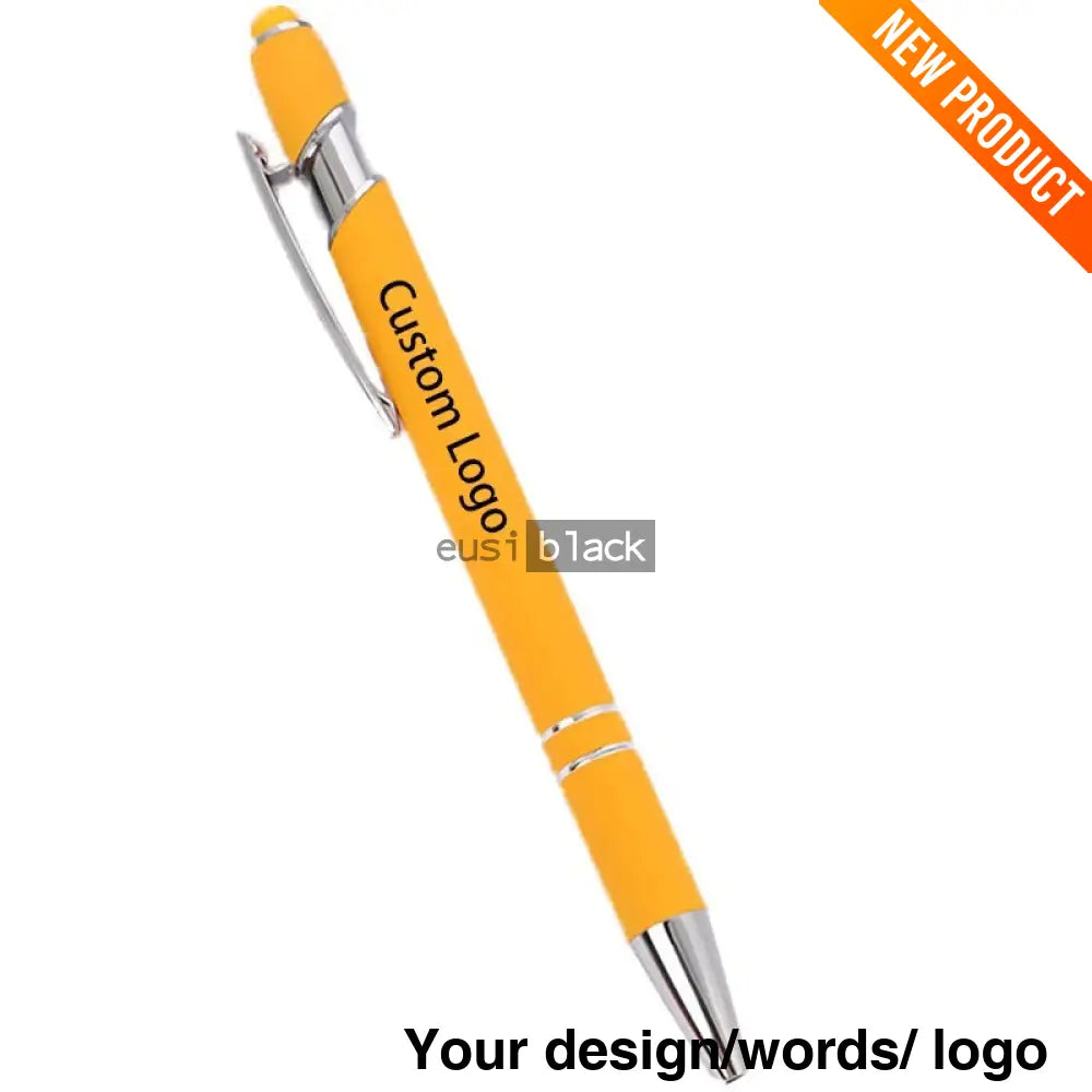 Two Stripe Round Top Plastic Pen Orange