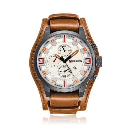 Curren double strap leather watch