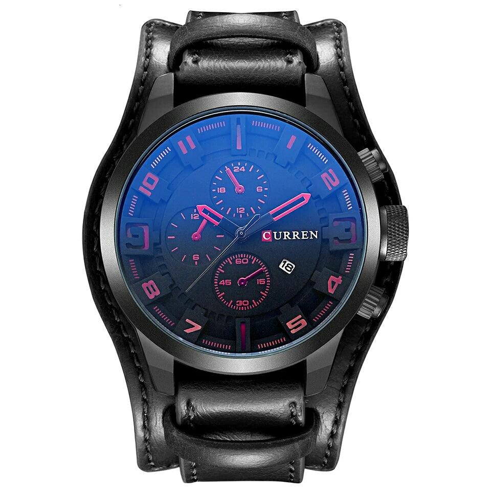 Curren double strap leather watch