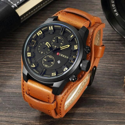 Curren double strap leather watch