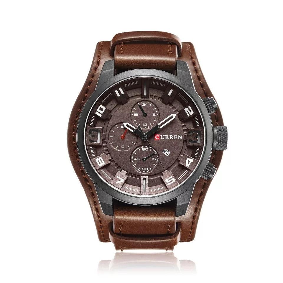 Curren double strap leather watch