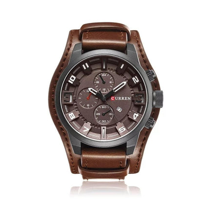 Curren double strap leather watch