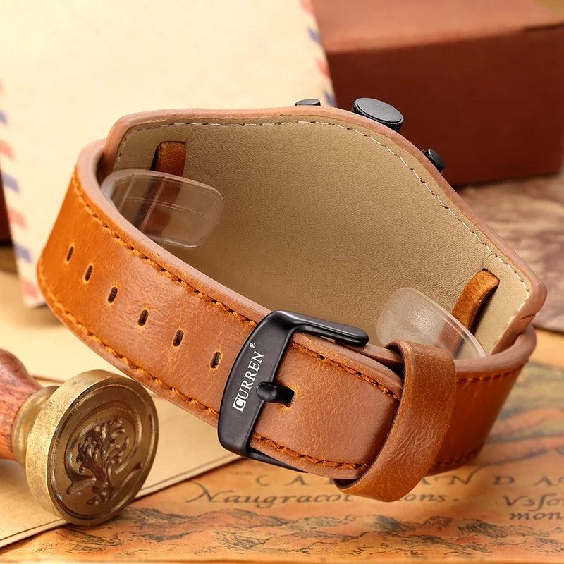 Curren double strap leather watch