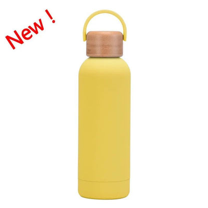 Looped wooden capped thermal bottle