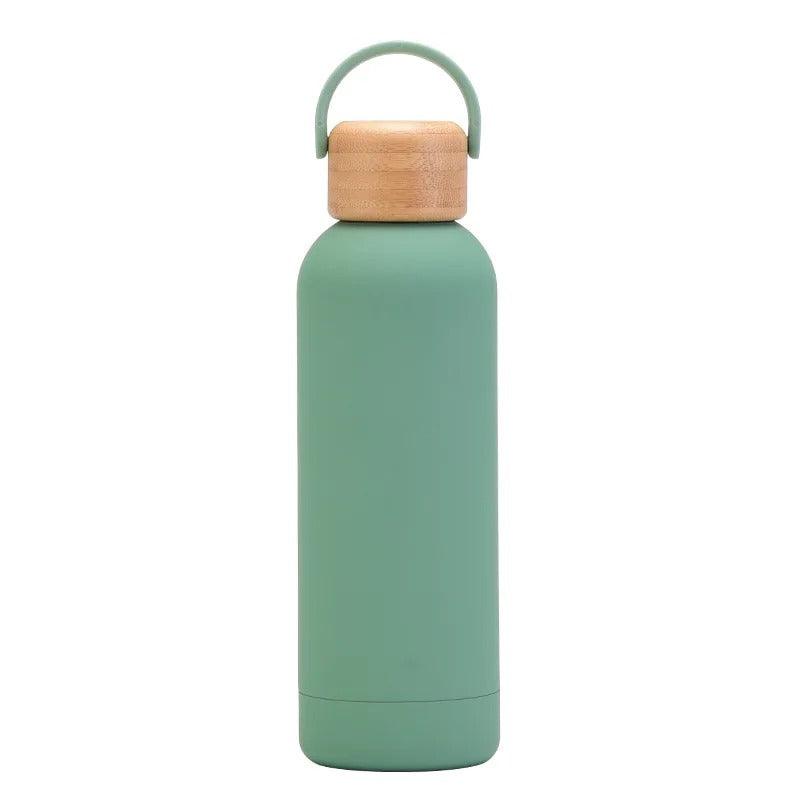 Looped wooden capped thermal bottle