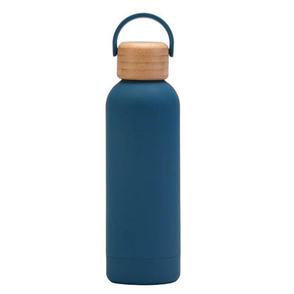 Looped wooden capped thermal bottle