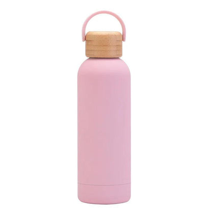 Looped wooden capped thermal bottle