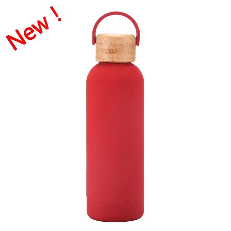 Looped wooden capped thermal bottle