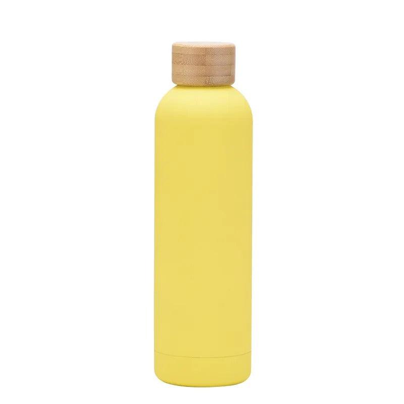 Wooden capped skin thermal bottle