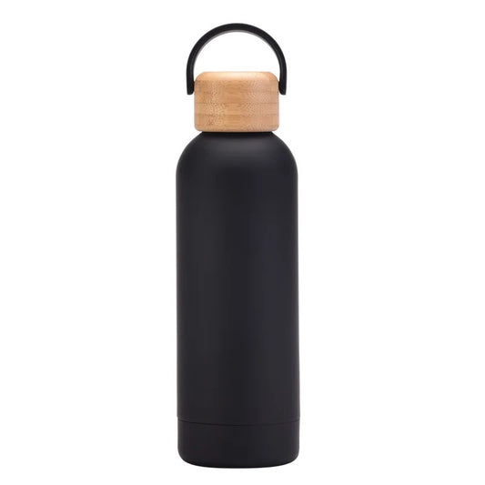 Looped wooden capped thermal bottle