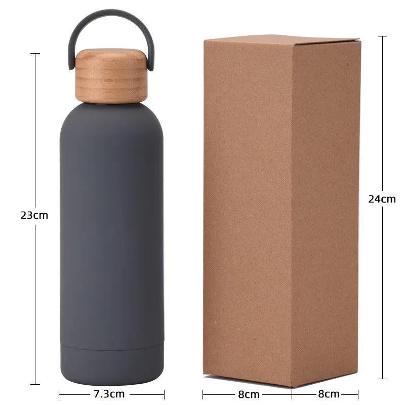 Looped wooden capped thermal bottle