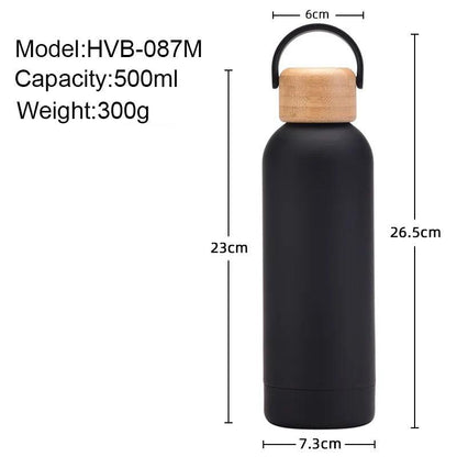 Looped wooden capped thermal bottle