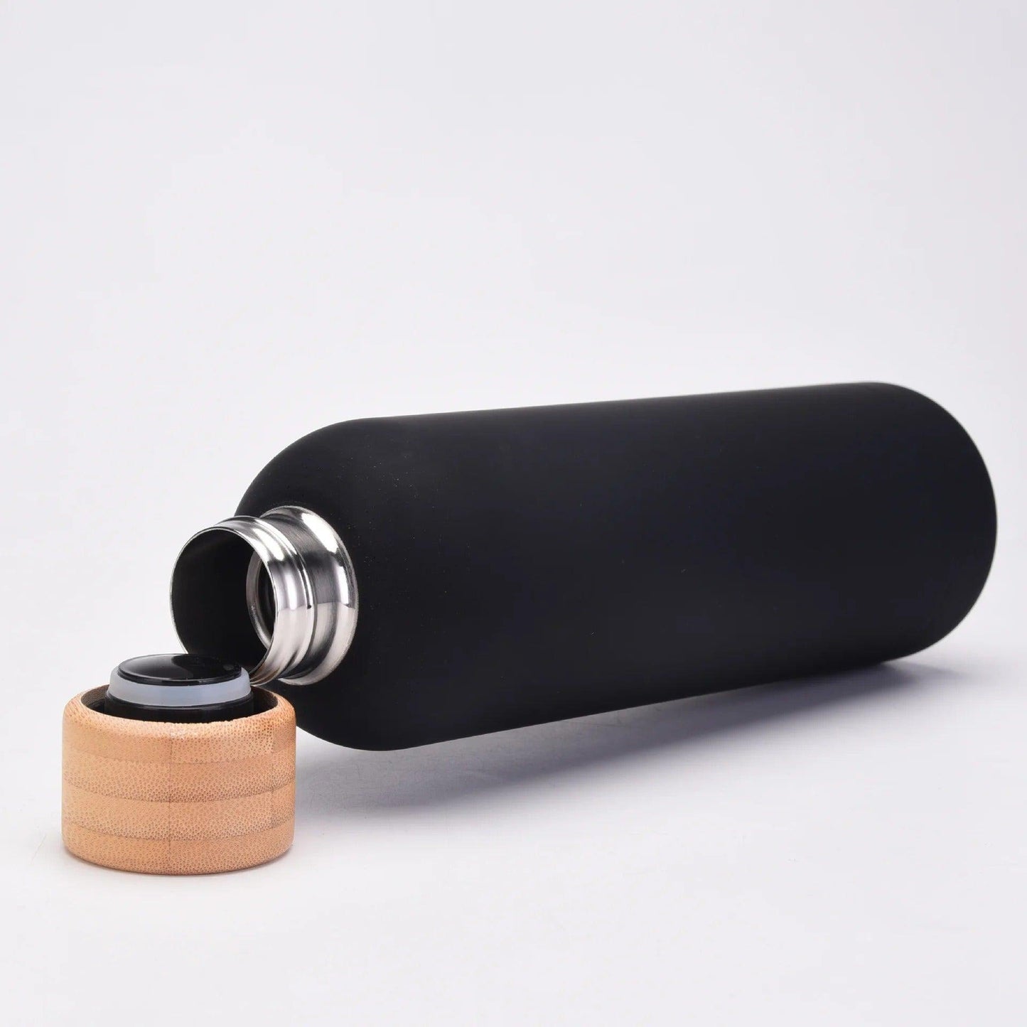 Wooden capped skin thermal bottle