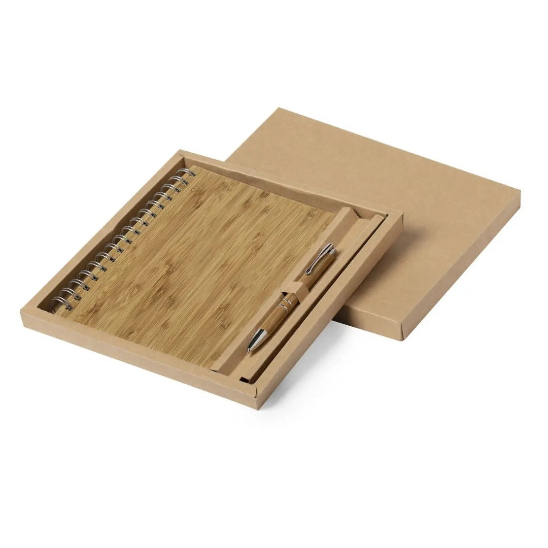 Eco-wooden spiral notebook set | A5