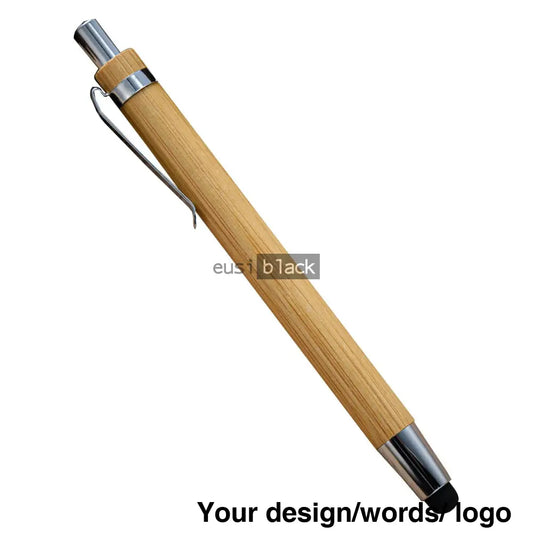 Tilted Clip Wooden Stylus Pen