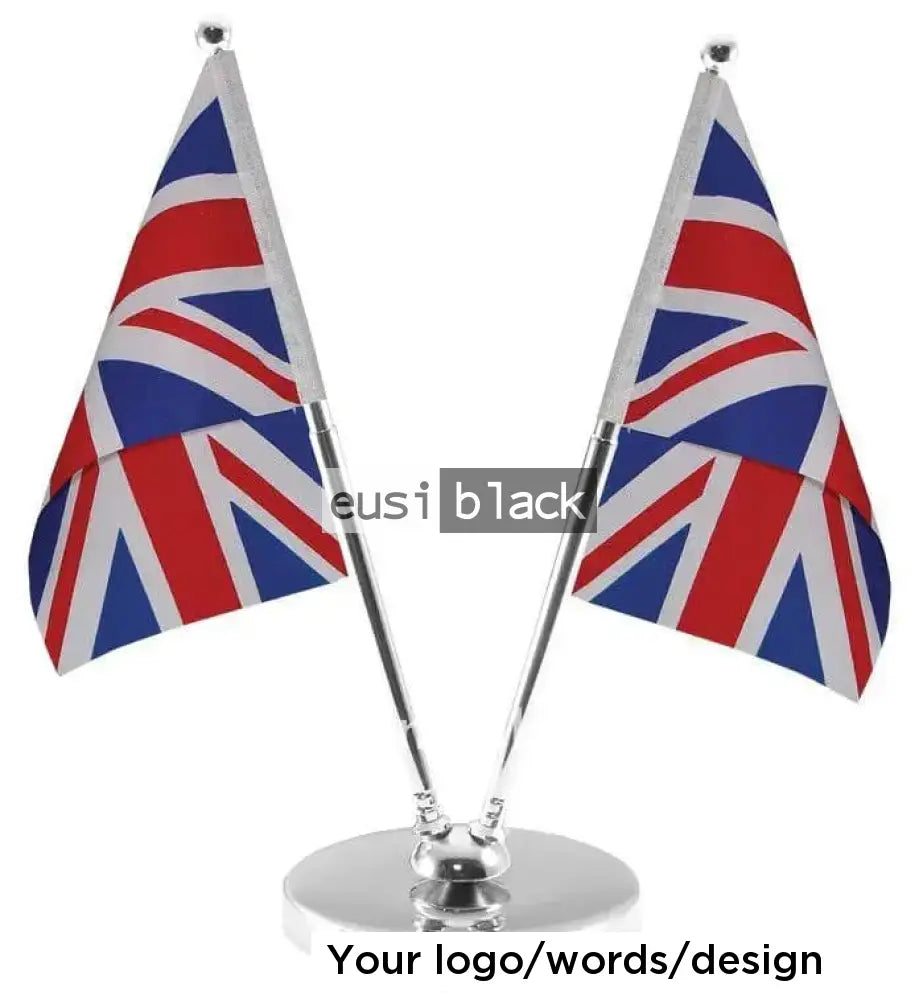 Adjustable metallic double table flag holder - A3 - Silver / Table flag holder & flag
