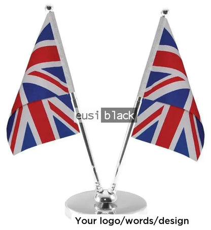 Adjustable metallic double table flag holder - A3 - Silver / Table flag holder & flag