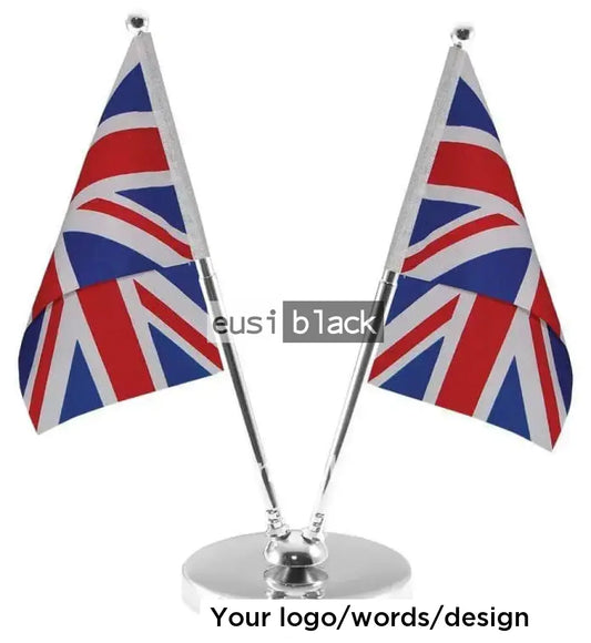 Adjustable metallic double table flag holder - A3 - Silver / Table flag holder & flag