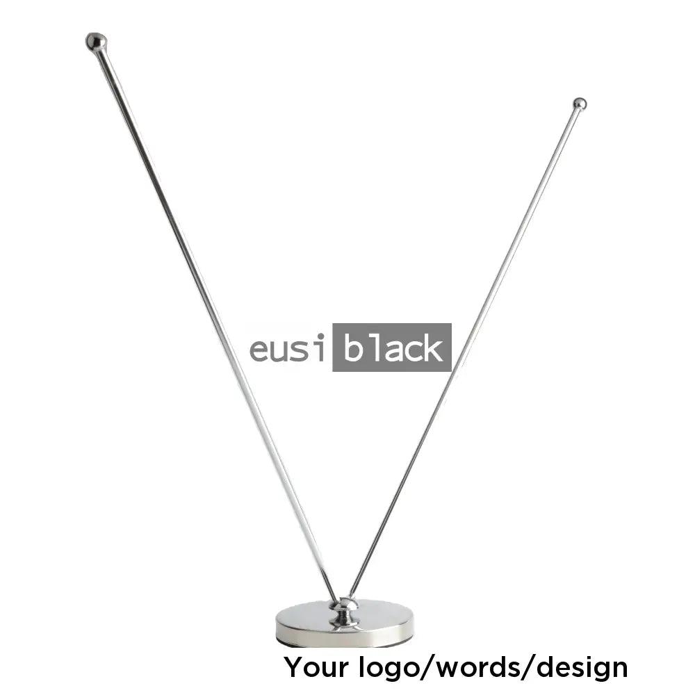 Adjustable metallic double table flag holder - A3 - Silver / Table flag holder only