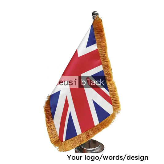 Adjustable Metallic table flag holder - A3 - Silver / Table flag holder & flag with frills