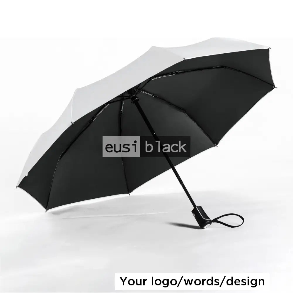 Automatic foldable umbrella - White with black interior / Plain