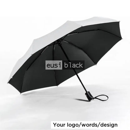Automatic foldable umbrella - White with black interior / Plain