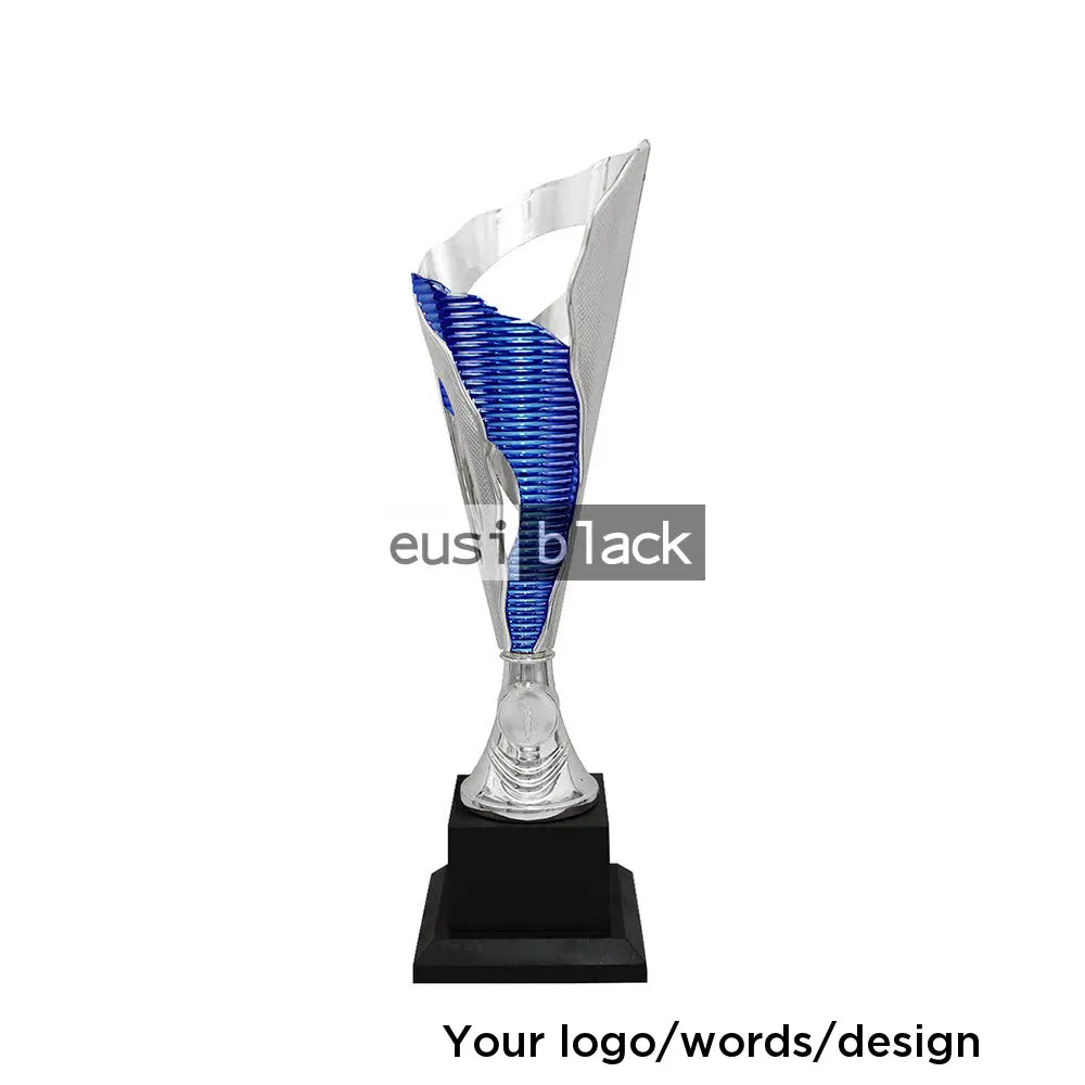 Base medal two tone trophy award - 33cm - Blue - silver