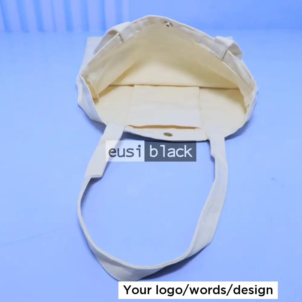 Buttoned with pocket canvas tote bag