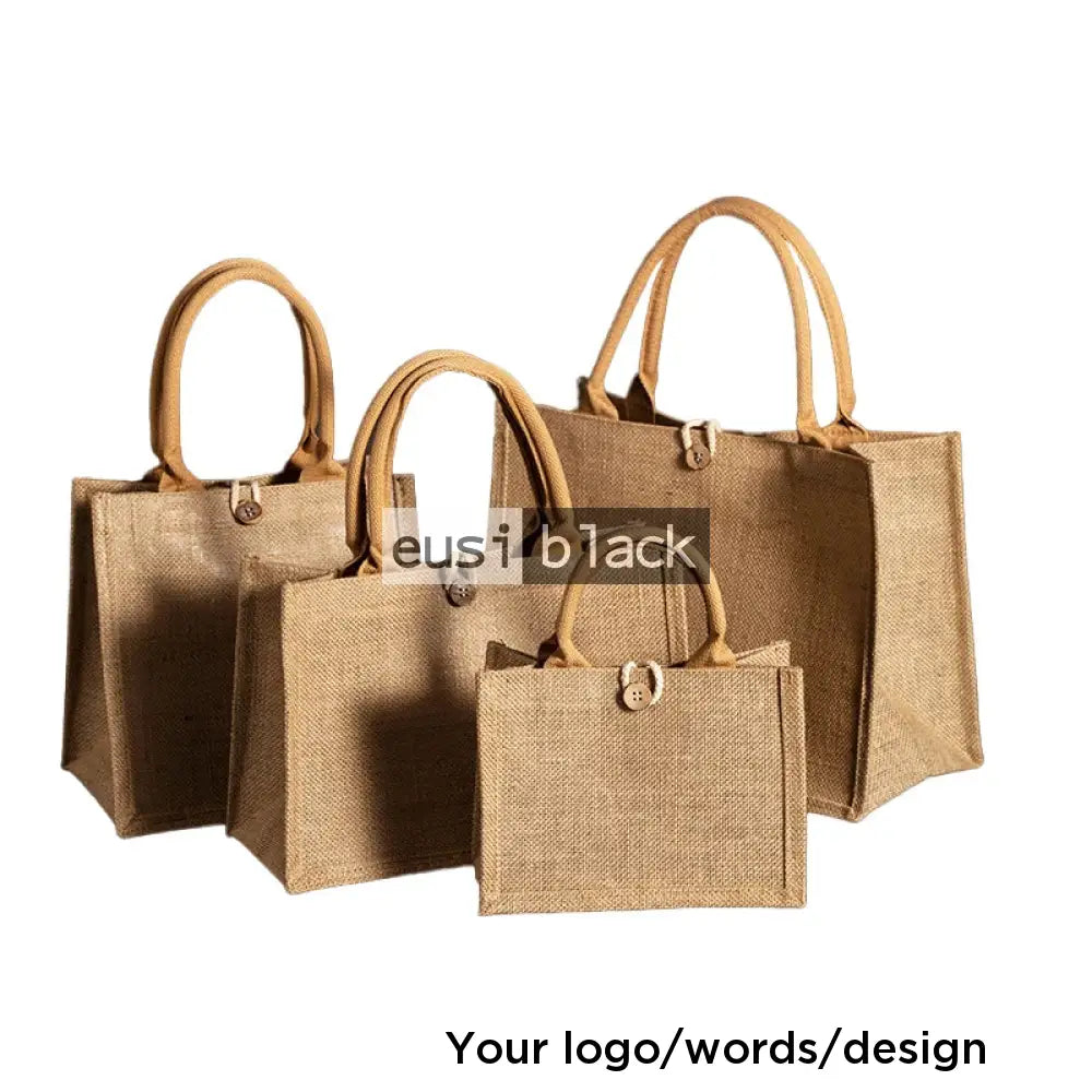 Buttoned tote jute bag