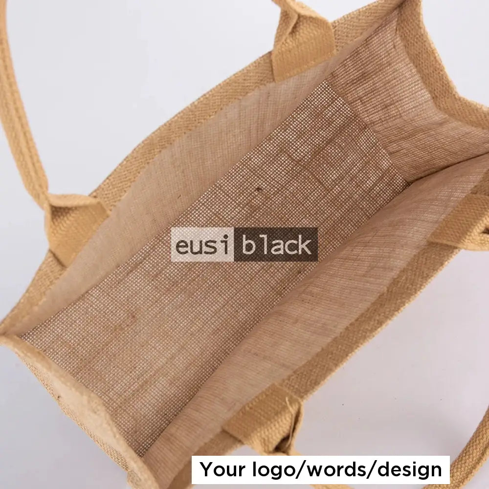 Buttoned tote jute bag