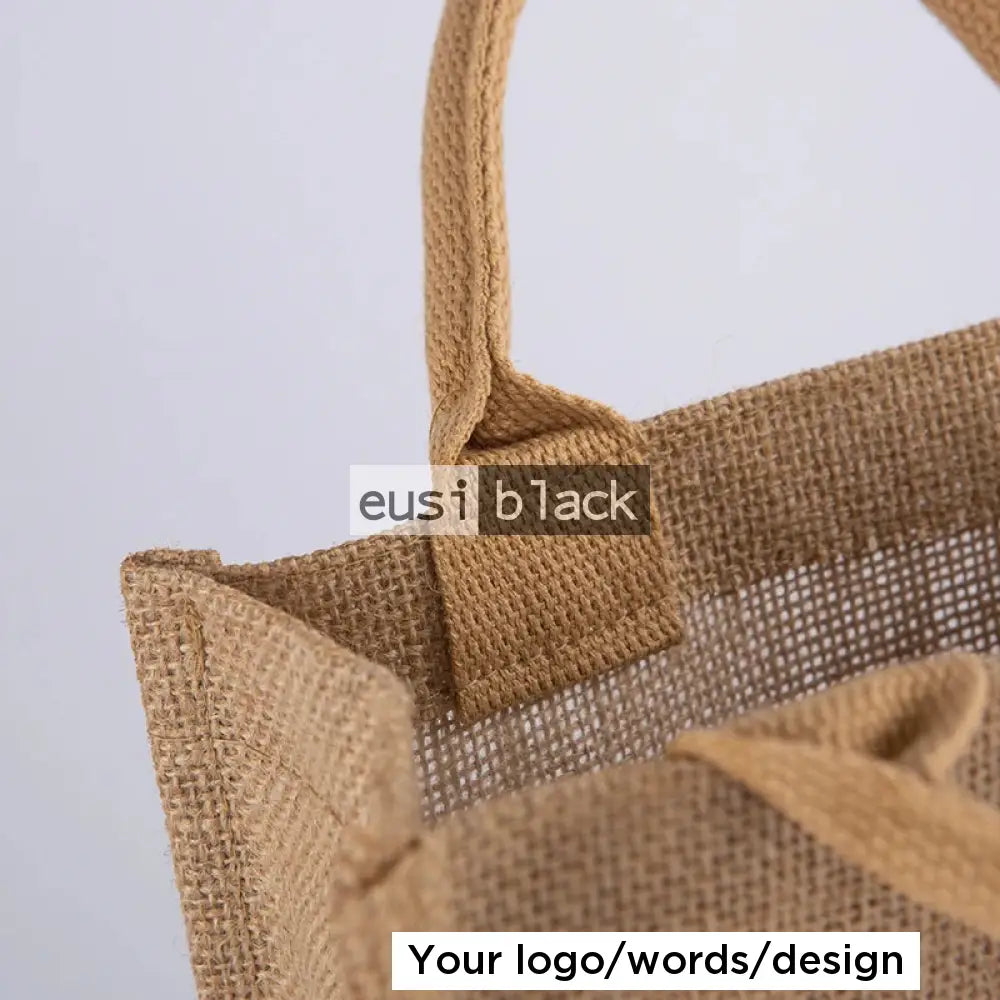 Buttoned tote jute bag