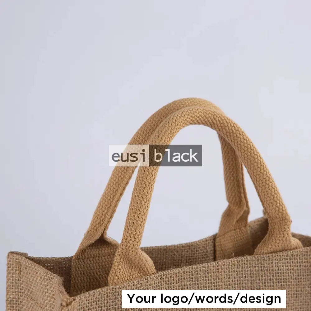 Buttoned tote jute bag