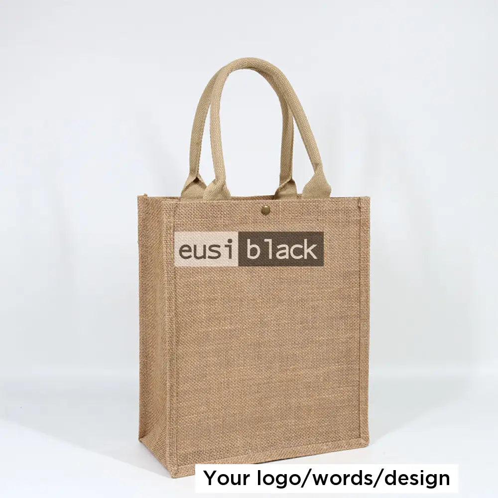 Buttoned tote jute bag A4 portrait