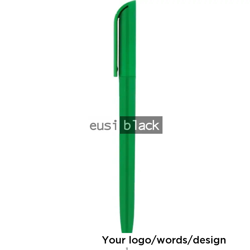 Clipped plastic click pen Green
