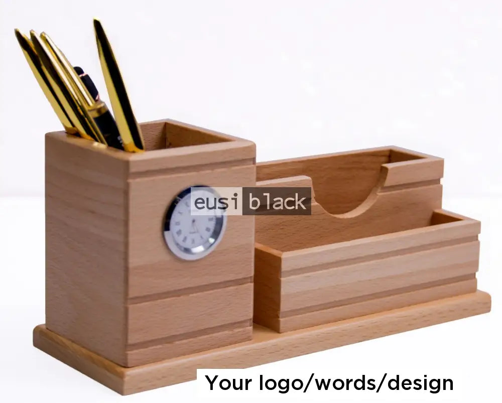 Clock tower wooden desk organizer