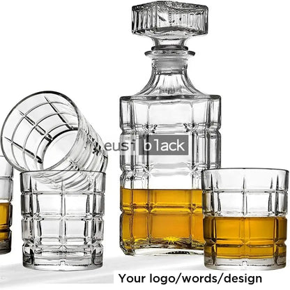 Cubic Decanter | 800Ml Decanter + 4 Whiskey Glasses