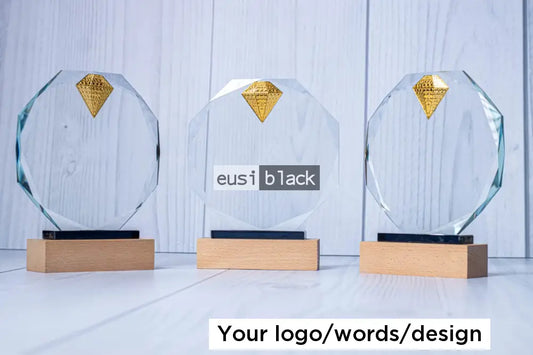 Diamond topped octagonal crystal award