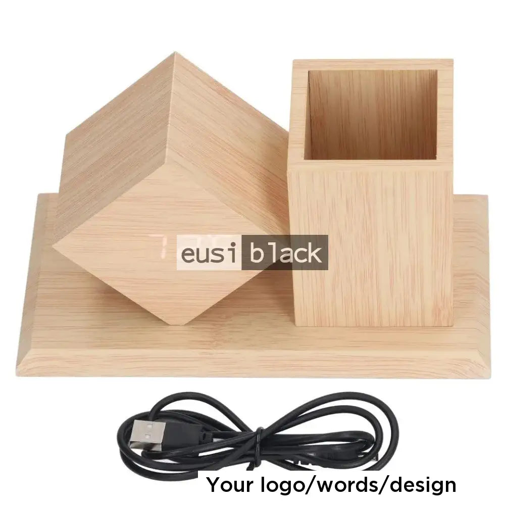 Wooden desk clock