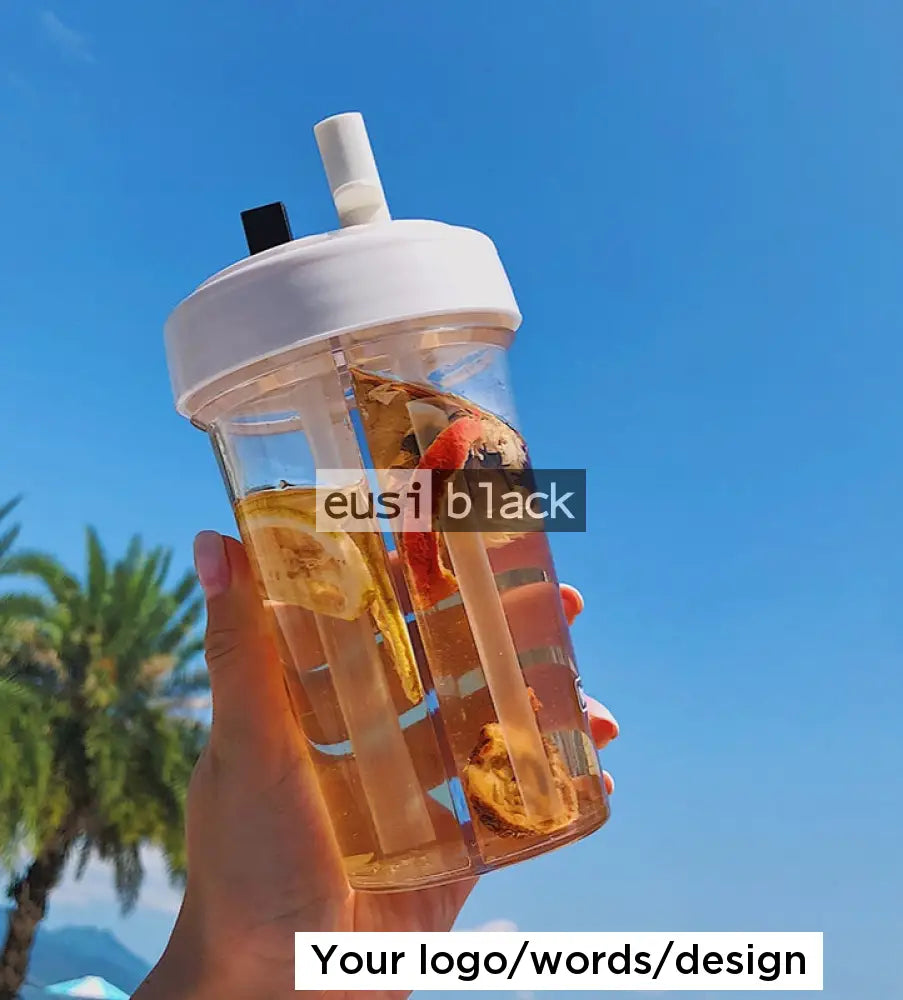 Double drink plastic water bottle
